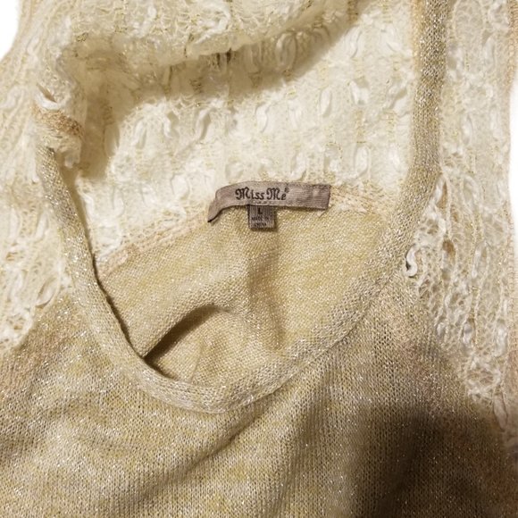 Miss Me NWOT Metallic Beaded Shimmer Tank- Womens Sz M - Picture 3 of 3